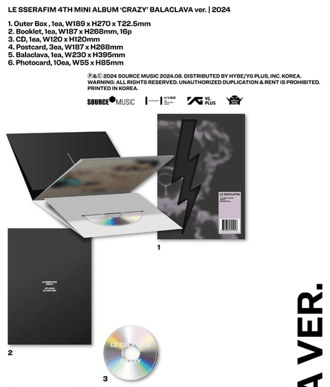 LE SSERAFIM - CRAZY (4TH MINI ALBUM) BALACLAVA VER. + Weverse Gift