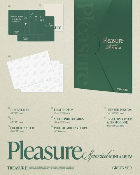 TREASURE - PLEASURE (YELLOW VER. / GREEN VER.)+ POB Photocard