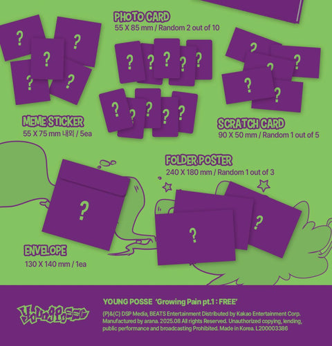 YOUNG POSSE - GROWING PAIN PT.1 : FREE (STICKER BOOK VER.)