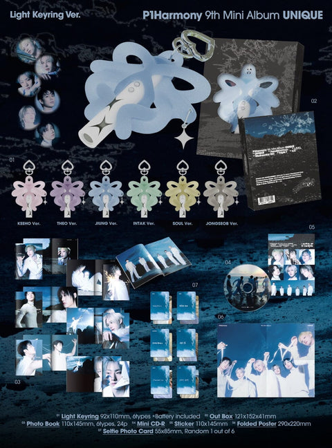 P1HARMONY - UNIQUE (LIGHT KEYRING VER.) + Applemusic Photocard