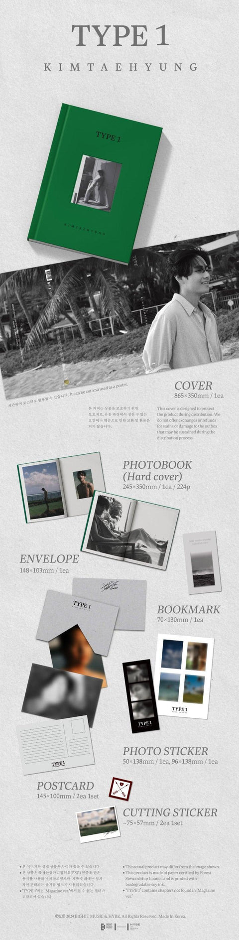 BTS V - TYPE 1 Photobook + Benefit 1 Photocard - Kpopfuture